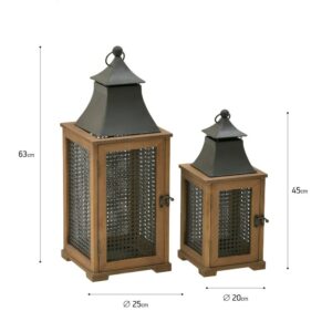 INART S/2 ΦΑΝΑΡΙ ΜΕΤΑΛΛΙΚΟ/ΞΥΛΙΝΟ ΜΑΥΡΟ/NATURAL 25X25X63 | homidoo.gr