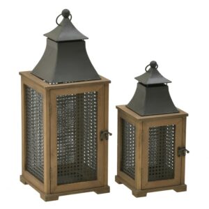INART S/2 ΦΑΝΑΡΙ ΜΕΤΑΛΛΙΚΟ/ΞΥΛΙΝΟ ΜΑΥΡΟ/NATURAL 25X25X63 | homidoo.gr