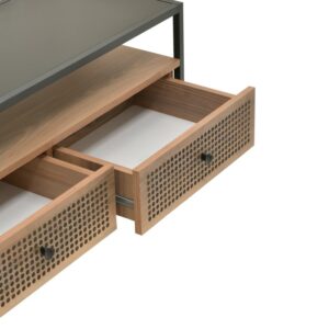 Click Έπιπλο TV Ξύλινο-Μεταλλικό Με Γυαλί 150x40x51cm Φυσικό Μπεζ-Μαύρο 6-50-203-0010 - Image 6
