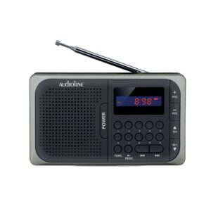 Audioline Ψηφιακό Ραδιόφωνο Μπαταρίας Με USB Και Κάρτα Μνήμης SD Μαύρο-Ασημί TR-210 | homidoo.gr