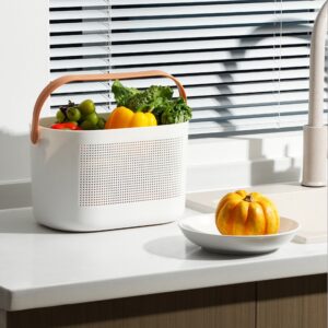 Lalos Καλάθι Πλαστικό Habitat 30x18x19cm Λευκό Με Πορτοκαλί Χειρολαβή 4327 - Image 4