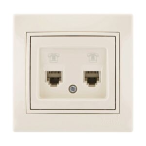 Lezard Πρίζα Τηλεφώνου RJ11 1X4P με 2 Εξόδους Κρεμ Mira (Πλήρης) 701.0303138 | homidoo.gr