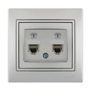 Lezard Πρίζα Τηλεφώνου RJ11 1X4P με 2 Εξόδους Ασημί Mira (Πλήρης) 701.1010138 | homidoo.gr