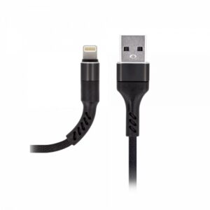 Maxlife Καλώδιο USB-A Σε Lightning Ενισχυμένο Με Ναύλον Επένδυση 1m 2A Μαύρο MXUC-01LB | homidoo.gr