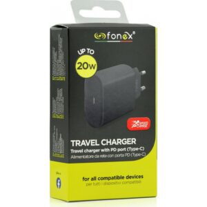 Fonex Φορτιστής Ταξιδίου USB-C Speed Charge 20W Μαύρο TCPD20B | homidoo.gr