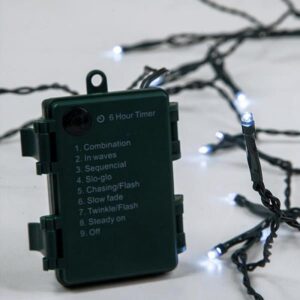 Magic Christmas Σειρά 96 Ψυχρά Λευκά LED 9.5m Πράσινο καλώδιο Με 8 Προγράμματα ΙΡ44 Μπαταρίας 600-11120 | homidoo.gr