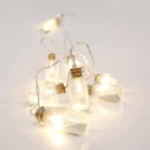 Magic Christmas Σειρά 10 LED Θερμό Λευκό 2m Διαφανές Καλώδιο Γυάλινα Μπουκαλάκια Μπαταρίας 600-11137 | homidoo.gr