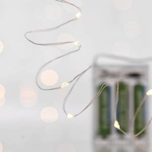 Magic Christmas Σειρά 20 Mini LED Θερμό Λευκό 2m Ασημί Συρμάτινο Καλώδιο Μπαταρίας 600-11221 | homidoo.gr