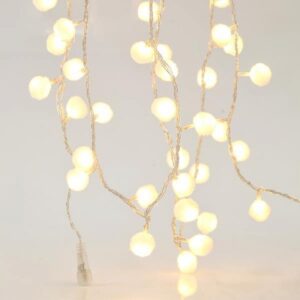Magic Christmas Γιρλάντα Με 100 Λευκές Υφασμάτινες Μπάλες Θερμό Λευκό LED 5.15m Διάφανο Καλώδιο IP44 600-11296 | homidoo.gr