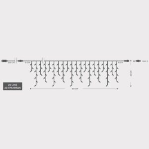 Magic Christmas Βροχή 100 LED Θερμό Λευκό 180X60cm Επέκταση ΄Εως 3Τμχ. Διαφανές Καλώδιο 600-11351 | homidoo.gr