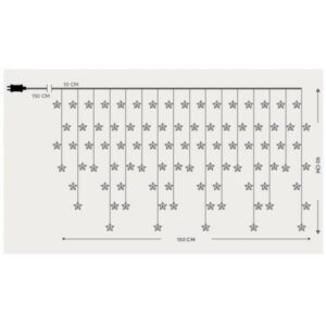 Magic Christmas Κουρτίνα 150x90cm Ακρυλικά Λευκά Και Ροζ 90 LED Αστέρια 600-11403 | homidoo.gr