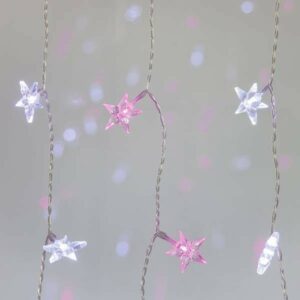 Magic Christmas Κουρτίνα 150x90cm Ακρυλικά Λευκά Και Ροζ 90 LED Αστέρια 600-11403 | homidoo.gr