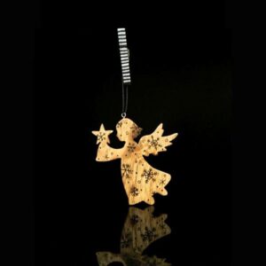 Magic Christmas Ξύλινο Αγγελάκι Με Αστεράκια 12*12cm 600-40345 | homidoo.gr