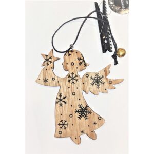 Magic Christmas Ξύλινο Αγγελάκι Με Αστεράκια 12*12cm 600-40345 | homidoo.gr