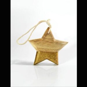 Magic Christmas Αστέρι Ξύλινο 8.5x1x8.5cm Κρεμαστό Με Χρυσό 600-40472 | homidoo.gr