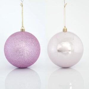 Magic Christmas Μπάλα Πλαστική Ροζ Φ10cm Σετ Με 2 Περλέ Και 4 Glitter 600-42650 | homidoo.gr