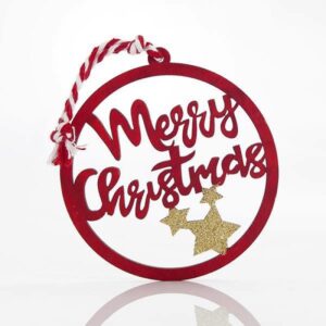 Magic Christmas Στολίδι 8.5x0.3x9cm Ξύλινο Κόκκινο Στρογγυλό 600-43807 | homidoo.gr