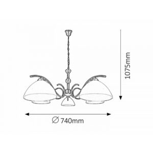 Rabalux Aurelia Πεντάφωτο Κρεμαστό Π74xY107.5cm Λευκό-Μπρονζέ 7140 | homidoo.gr