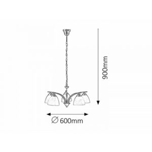 Rabalux Tristan Κρεμαστό Πεντάφωτο Π60xY90cm Χρώμιο-Λευκό 7205 | homidoo.gr