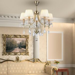 Rabalux Claudia Πεντάφωτο Κρεμαστό Π65xY110cm Μπρονζέ-Εκρού 7279 | homidoo.gr
