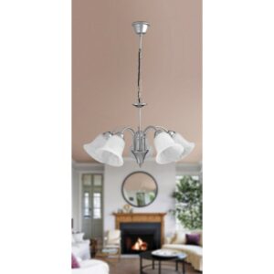 Rabalux Francesca Κρεμαστό Πεντάφωτο Π60xY90cm Χρώμιο-Λευκό 7365 | homidoo.gr