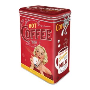 Nostalgic Μεταλλικό Κουτί Καπάκι Με Κλιπ 18x10x7.5cm 1.3lt  Say it 50's Hot Coffee Now 31126 | homidoo.gr