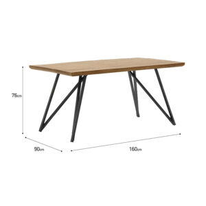 Inart Τραπεζαρία Ξύλινη-Μεταλλική 160x90x76cm Μαύρη-Φυσικό Μπεζ 3-50-350-0065 - Image 6