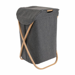 Estia Καλάθι Απλύτων Bamboo Essentials Με Θήκη Πολυεστέρα Πτυσσόμενο 40x40x70cm 02-13158