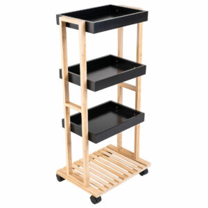 Estia Τρόλεϊ Κουζίνας Bamboo Essentials 4 Επιπέδων 40x30x88cm Μαύρο-Φυσικό 01-13035 - Image 2