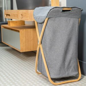 Estia Καλάθι Απλύτων Bamboo Essentials Με Θήκη Πολυεστέρα Πτυσσόμενο 40x40x70cm 02-13158 - Image 4