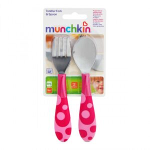 Munchkin Παιδικό Σετ Κουτάλι Με Πηρούνι 12m+ 2Τμχ Ροζ 11404-2
