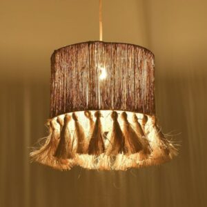 Inart Φωτιστικό Οροφής Με Φούντες Jute Φ30x30cm Φυσικό 3-10-564-0005 - Image 2