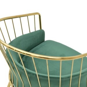 Inart Πολυθρόνα Μεταλλική-Βελούδινη 56x57x79-45cm Χρυσαφί-Πράσινη 3-50-688-0025 - Image 6