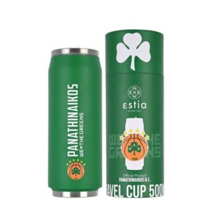 Estia Ποτήρι Θερμός Με Καλαμάκι Travel Cup 500ml Panathinaikos Bc Edition 00-12335