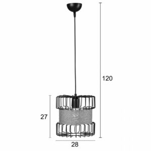 Arkolight Φωτιστικό Κρεμαστό 1xE27 Φ28xY120cm Μοντέρνο Μαύρο-Φυσικό 167-3/28 - Image 2