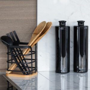 Estia Θήκη Για Κουτάλες 12x12x14.5cm Bamboo Essentials Μεταλλική Μαύρη 01-13219 - Image 4