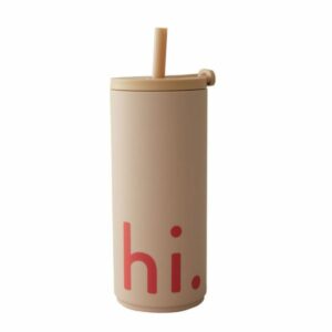 Design Letters Παγούρι - Ποτήρι Tritan Με Καλαμάκι 500ml Beige Hi 30101030BEIGEHI