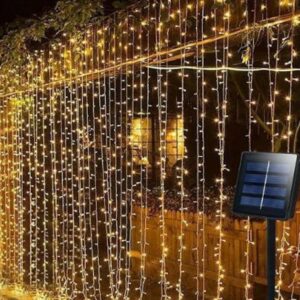 Fos Me Κουρτίνα 192 LED Θερμό Λευκό Ηλιακού Συλλέκτη Με 8 Προγράμματα 150x200cm IP44 Διαφανές Καλώδιο 47-00002