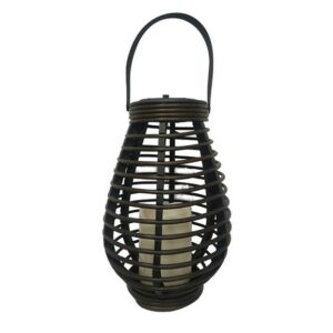 Fos Me Ηλιακό Φανάρι Με Κερί Και Εφέ Φλόγας Φ16.5x26cm Μαύρο 47-00007 - Image 2