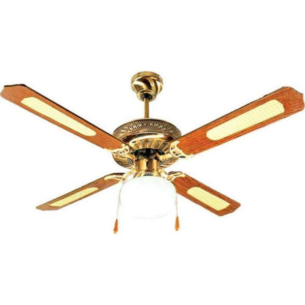 Lineme Ανεμιστήρας Οροφής Φ130cm AC60w Με Φωτισμό 1xE27 Deco Χρυσό-Καρυδιά 02-00103-6