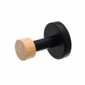 Estia Κρεμάστρα Επιτοίχια Bamboo Essentials Μονή Μεταλλική 6.6x5.3cm Μαύρη 02-14742