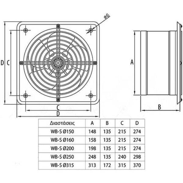 Dospel Εξαεριστήρας Τοίχου WBS Φ200mm Λευκός 06650070339A - Image 3