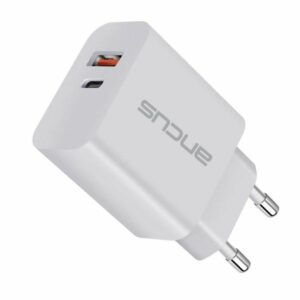 Ancus Φορτιστής Ταξιδίου Dual Fast Charge USB-A Και USB-C QC3.0 PD30W Λευκό C70D