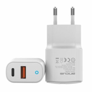 Ancus Φορτιστής Ταξιδίου Dual Fast Charge USB-A Και USB-C QC3.0 PD 20W Λευκό C70L - Image 2