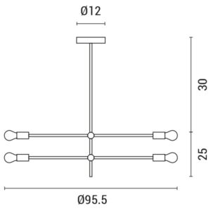 Eurolamp Φωτιστικό Κρεμαστό Τετράφωτο Arte Illumina 4xΕ27 100x55cm Μαύρο 144-23001 - Image 3