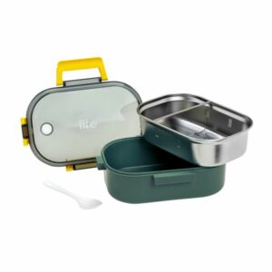 Ecolife Φαγητοδοχείο 900ml Με Χώρισμα Forest Green 33-BO-9067 - Image 6