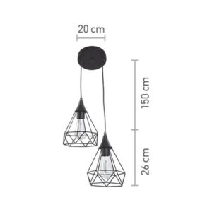Inlight Φωτιστικό Κρεμαστό Δίφωτο 2xΕ27 Μαύρο 4024-2-BL-ROSETTE - Image 2