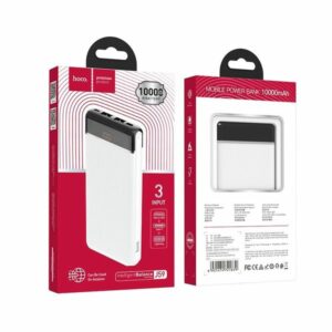 Hoco Power Bank 10000mAh Με 2 Εξόδους USB-A Και 1 USB-C Οθόνη Ένδειξης Λευκό J59A - Image 4