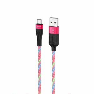 Hoco Καλώδιο Σύνδεσης 1m Charming Night USB Σε Micro USB 2.4A Φωτιζόμενο Ροζ U85