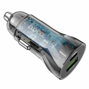 Hoco Φορτιστής Αυτοκινήτου Fast Charge PD30W QC3.0 Dual Port USB-A Και USB-C 3A Διαφανές-Μαύρο Z47 - Image 3
